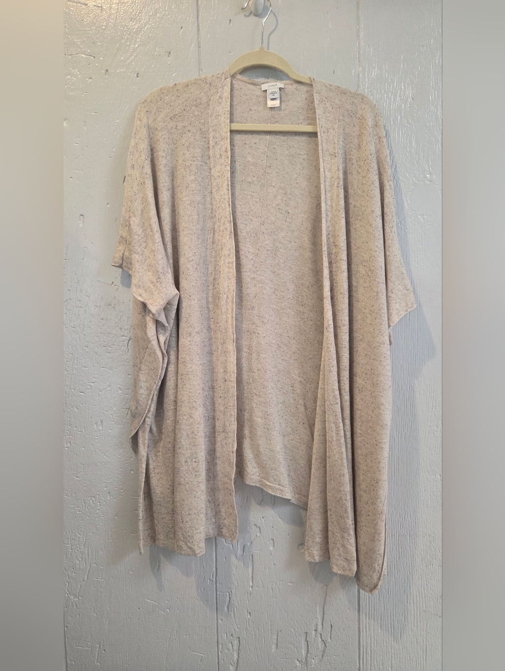J Jill Linen Silk Open-Front Women's Cardigan Sweater - Light Heathered Cream